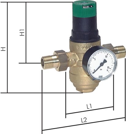 Exemplarische Darstellung: Filterdruckminderer für Trinkwasser & Stickstoff