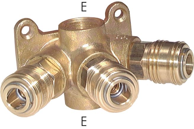 Exemplarische Darstellung: Wanddose mit Kupplungsdosen NW 7,2, Messing